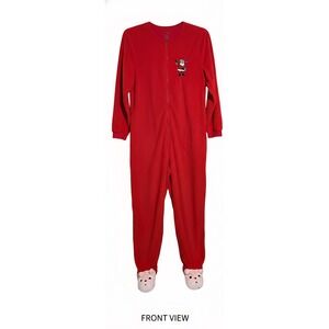 Nick Nora Adult XXL Red Santa Fleece One Piece Pajamas Jumpsuit Sleepwear